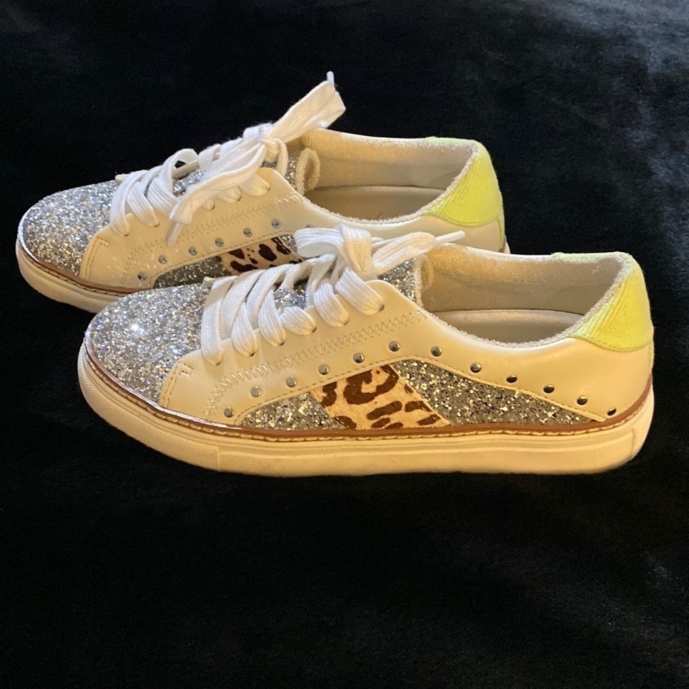 Crown Vintage Statement Sparkle and Animal Print Sneakers size 6